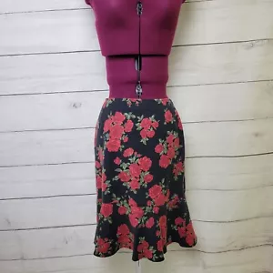 MOSCHINO Jeans A Line Floral Rose Print SKIRT Ready To Wear IT 44 US L $299 - Picture 1 of 7