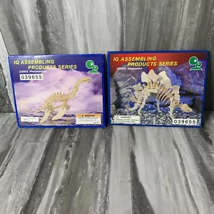 Wood dinosaur model Stegosaurus & Plesiosaur IQ assembling products lot of 2 - Picture 1 of 5