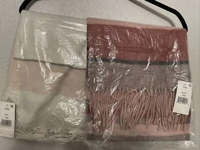 Lot of 2 Cejon Women's Blush and Ivory Fancy Classic Wrap Winter Scarf NwT Italy - Image 1 of 4