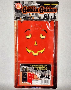 Halloween Camino Calabaza Bolsas de Luz Velas Guías Duende De Colección 1995 Naranja Negro - Imagen 1 de 12