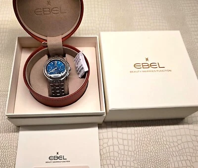 Raro Reloj Automático Ebel Tipo E Cronógrafo Para Hombre S/S Cara Azul Esqueleto Trasero Foto 1 de 4