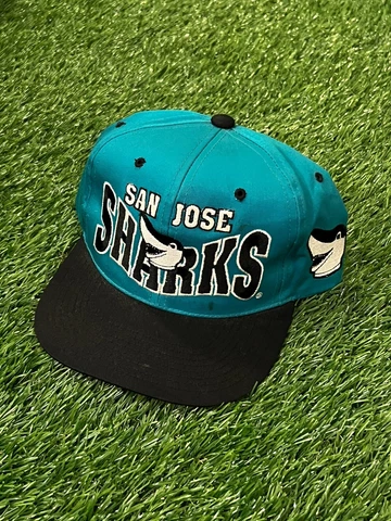 Vintage 90's San Jose Sharks SJ Sharkie Mascot NHL Snapback Hat Embroidered Cover