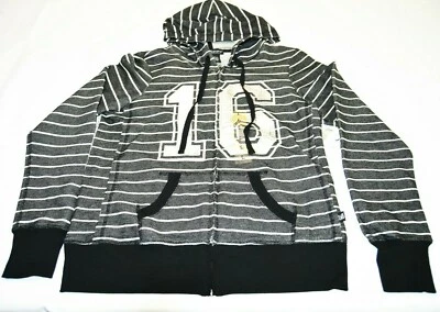 Chaqueta con capucha de manga larga gris cremallera completa a rayas talla L de autoestima para mujer nueva sin etiquetas Foto 1 de 4