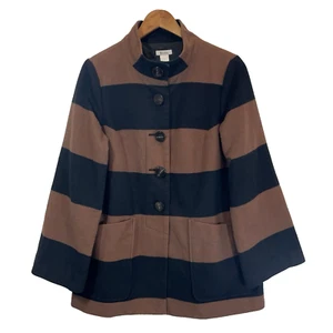 Liz Claiborne Jacket Brown Black Stripe Medium Mod Striped Retro Liz&Co - Picture 1 of 8