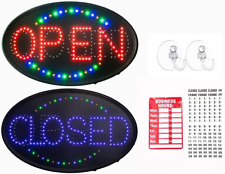 . - 23"X14" Large Jumbo Size LED Open Closed Sign with Business Hours Sign Ultra