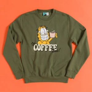 Official Garfield Coffee Time Green Sweater : XL - Picture 1 of 3