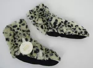 Neu mit Etikett - Black & Cheetah Print S/M (5-7) Slipper Socken Damen Booties rutschfest - Bild 1 von 5