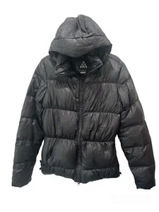 NIKE ACG Down Puffer Hooded Full Zip Jacket Coat Black Womens Medium Retro EUC - Picture 1 of 10