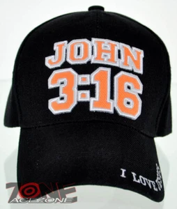 JOHN 3:16 I LOVE JESUCRISTO GORRA DE BOLA SOMBRERO NEGRO - Imagen 1 de 4