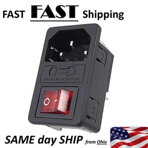10A 100-250V AC Inlet Male Power Socket with Fuse Switch 3 Pin - Picture 1 of 3