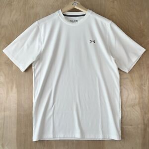 Men’s Under Armour Heat Gear Logo Tee Shirt White Size Medium NEW
