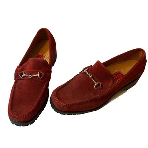 Cole Haan Halbschuh Low Heel flache Schuhe rot cranberry Wildleder Gr. 5,5 B + Gold Metall - Bild 1 von 5