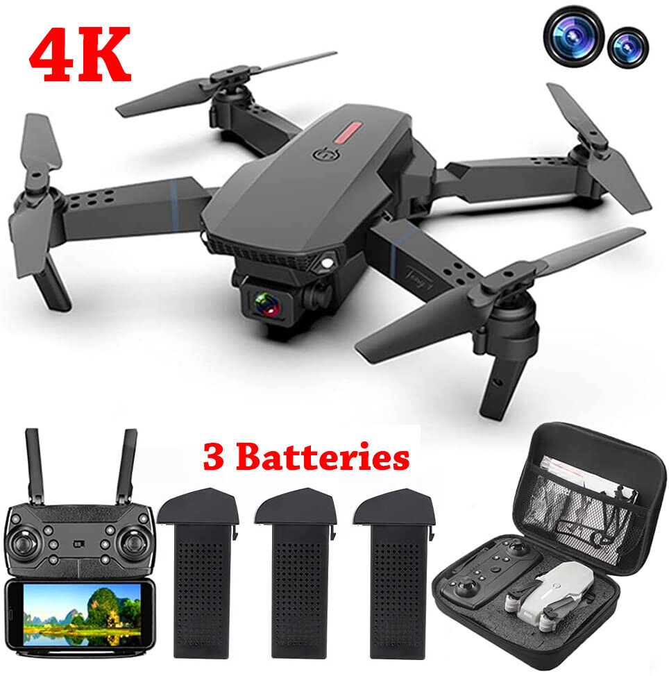 RC Quadcopter 3 Batteries Drone Selfie Camera X Pro 4K HD WIFI FPV GPS Foldable