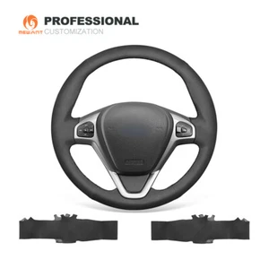 Black Synthetic Suede Car Steering Wheel Cover for Ford Fiesta Ecosport B-MAX - Picture 1 of 9