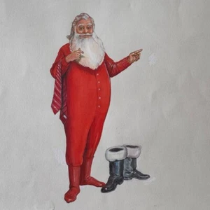 VINTAGE Santa Claus with Tie Illustration Drawing Sketch - Possibly by Al Parker - Picture 1 of 12