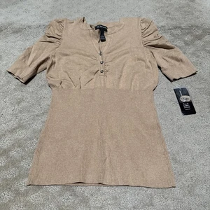 INC International Concepts Camel kurz geraffte Ärmel Strick Top. Gr. S. Neu mit Etikett! - Bild 1 von 12