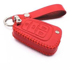 Bolso de cuero rojo para Chevrolet GMC Buick 4 botones abatible llave estuche llavero cubierta - Imagen 1 de 5