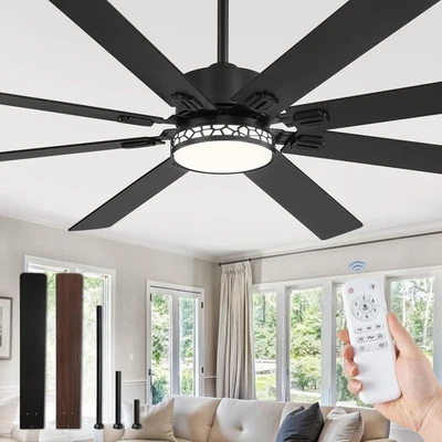 72 Inch Large Ceiling Fans with Lights Farmhouse Ceiling Fan with Light and R... - Image 1 of 4