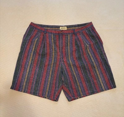 VTG 90s St. John's Bay Shorts Cotton Multicolor Striped Pleated Mens 42 Jorts GC - Image 1 of 4