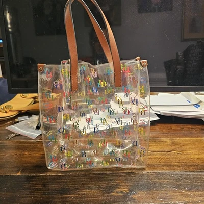 Clear Dooney And Bourke Tote Bag. GUC Colorful Logo Print - Image 1 of 4