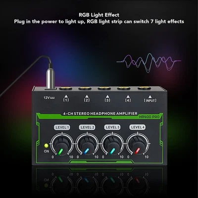 4 Channel Headphone Amplifier Low Noise Mixer US Plug - Image 1 of 4
