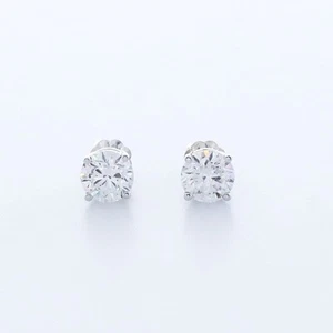 PENDIENTES CLÁSICOS DE 4 PUNTAS ORO BLANCO 14K CORTE REDONDO H/SI1 DIAMANTES NATURALES 1,5 CTW - Imagen 1 de 4