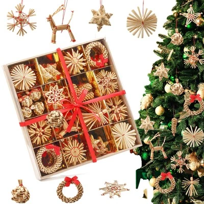 56 Piezas Adornos de Paja de Navidad Decoraciones Escandinavas Paja Sueca Navidad... Foto 1 de 4