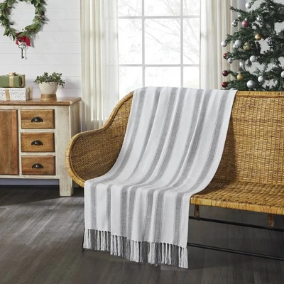 Grace Grain Sack Stripe Woven Throw 50x60 VHC Brands - Image 1 of 4