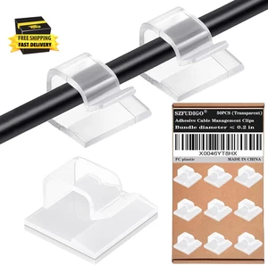 Cable Clips，50Pcs Electrical Cord Management Adhesive Cable Wire Clip Wire Clips - Picture 1 of 9