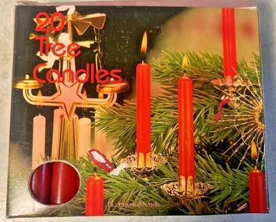 20 pc Vintage Red Christmas Tree Candles Chime Pyramid Carousel- 4 x 1/2 inch - image 1 of 2