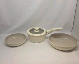 Keramik Töpfe und Pfannen Set abnehmbarer Griff Antihaft Wohnmobil Kochgeschirr 5-teilig beige offen - Bild 1 von 22