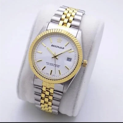Reginald Мужские наручные часы серебро белое золото аналоговый кварц новый аккумулятор. Новый - Изображение 1 из 3