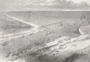 ROMANIA. Improvements at Sulina Danube 1871 old antique vintage print picture - Picture 1 of 1