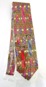 NIP ELECTRIC NECKWEAR Power Ties - Stained-Glass Look -14k Gold-Plated Chain - Picture 1 of 3
