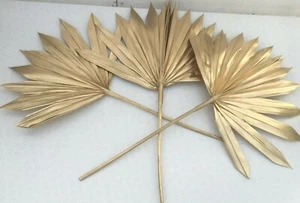 3 Small Gold Dried Sun Spear Leaves, CAKE TOPPERS. - Picture 1 of 4