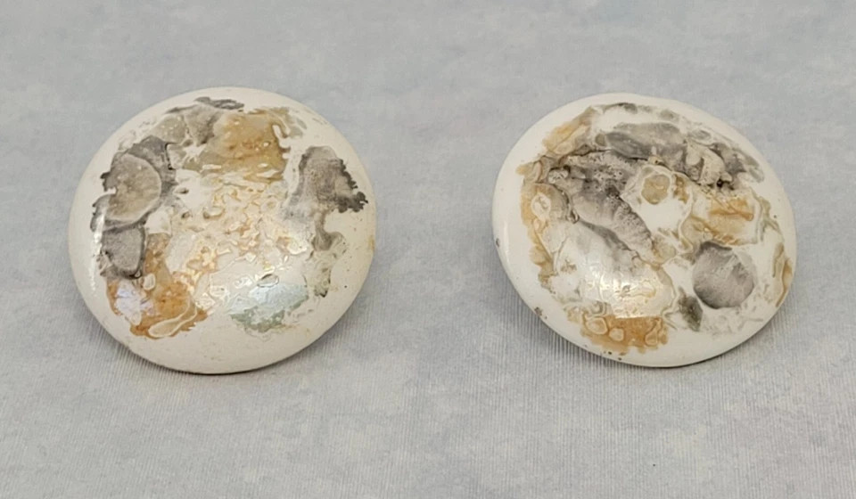 Aretes De Colección Retro Redondos Cerámica Pintado Arte Perforados Oro Blanco Gris Colores Foto 1 de 4