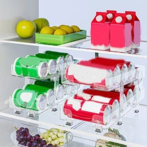 Clear Beverage Can Organizer Automatic Rolling Beer Storage Box for Home - Picture 1 of 14
