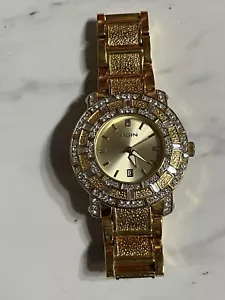 Elgin Men's Crystal Accented Champagne Dial Date Watch Gold FG9750 - Picture 1 of 4