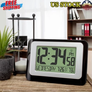 Atomic Digital Clock Calendar Alarm Temperature Snooze Multiple Time Zones Exact - Picture 1 of 3