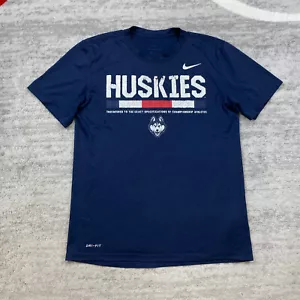 Nike Drifit UConn Huskies Shirt Medium Blue Swoosh Connecticut Basketball Husky - Picture 1 of 9