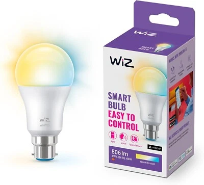 WiZ A60 B22 Tunable Wi-Fi + Bluetooth Smart LED Bulb, White - Image 1 of 4
