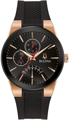 Bulova Futuro Men's Modern Day Calendar Quartz Black Rubber Watch 41 MM 97C111 - Image 1 of 4