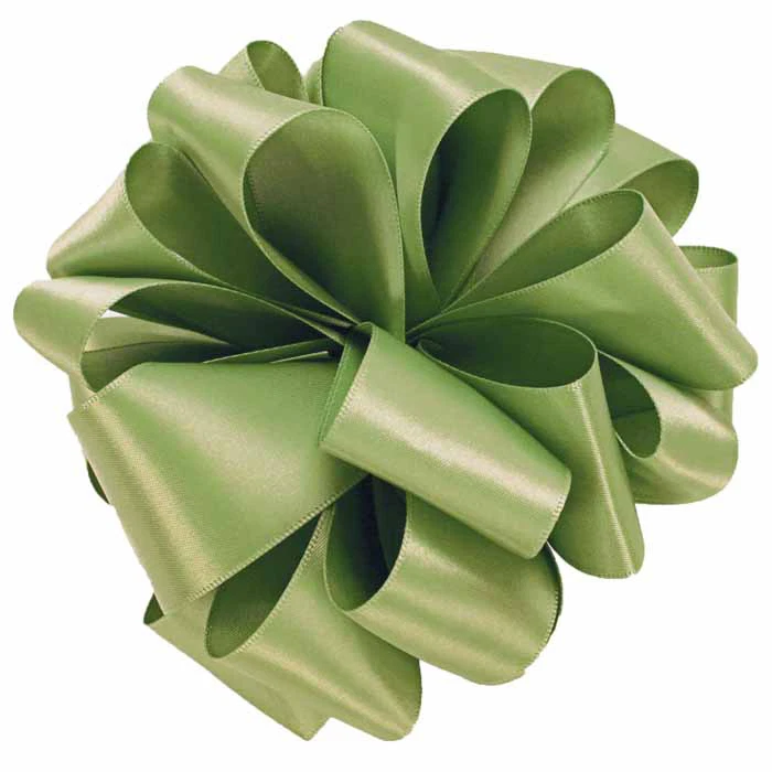 10 Yds DOUBLE FACE MOSS GREEN SATIN RIBBON  2 1/4" W - Image 1 of 1