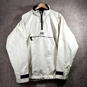 Helly Hansen Windbreaker Anorak Jacket Mens Medium Ivory Long Sleeve Quarter Zip - Picture 1 of 13
