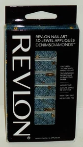 Revlon Nail Art 3D Jewel Appliques BLUE DENIM & DIAMONDS No Dry Time 18ct - Picture 1 of 1
