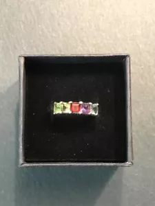 Sterling Silver Blue Topaz, Amethyst, Garnet, Citrine, and Peridot Ring - Picture 1 of 17