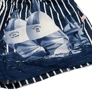 Jantzen Vintage Men Nautical Blue White Stripe Yacht Sail Swim Trunks Short Medi - Picture 1 of 12