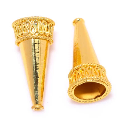 4 piezas 28X14 mm Bali cono tapa extremo cuentas chapado en oro 18k mw-89 Foto 1 de 3