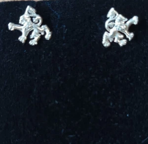 Scottish Lion Sterling Silver Stud Earrings by Hamilton & Young - Picture 1 of 3