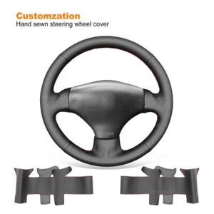Hand sewn Perforated Real Leather Steering Wheel Cover for Peugeot206 2003-2006 - Picture 1 of 10